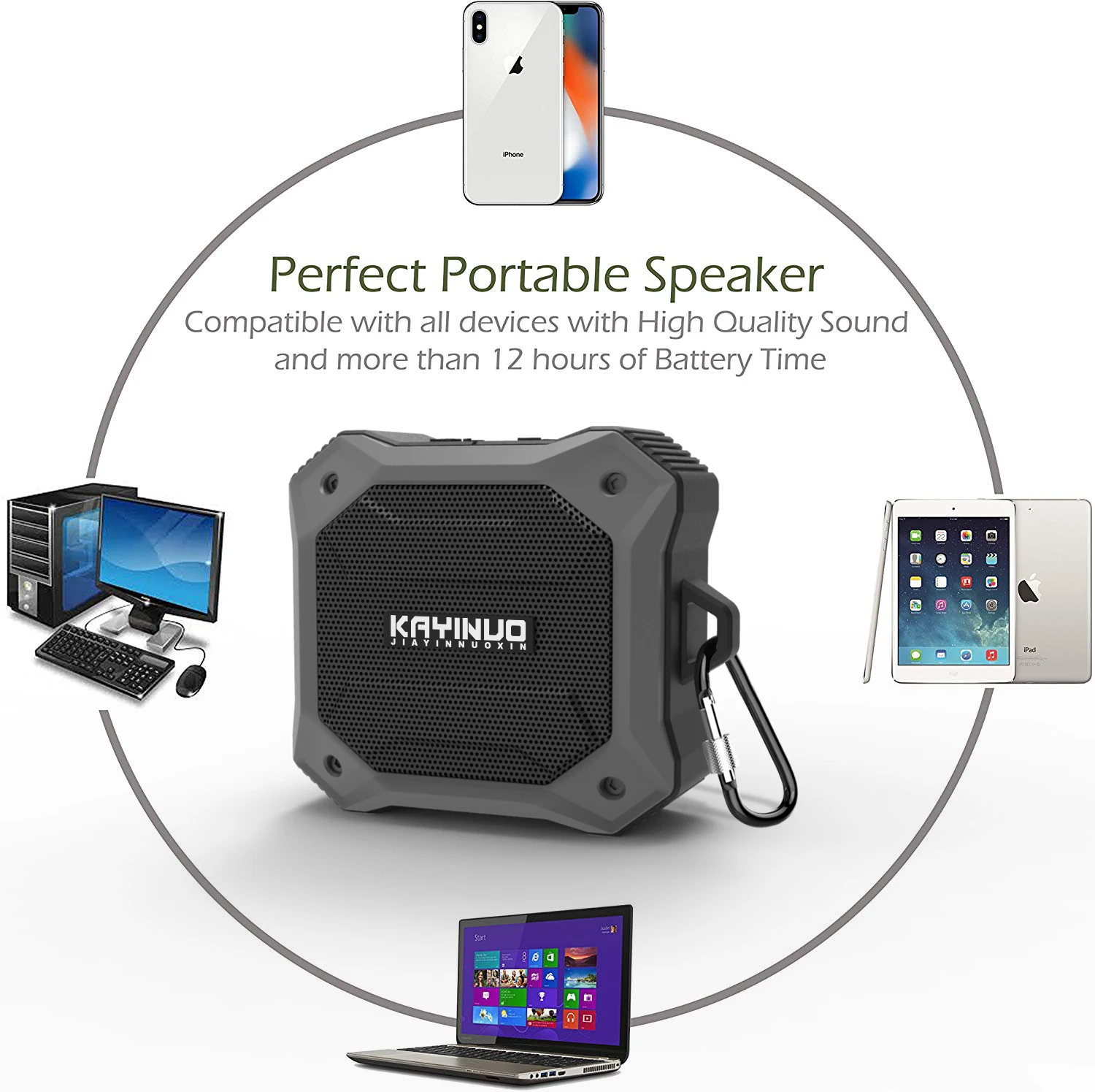 KAYINOW DF-520V High Quality IPX7 Waterproof and Shockproof Portable Bluetooth Speaker for Outdoor Sport - ANKUX.COM