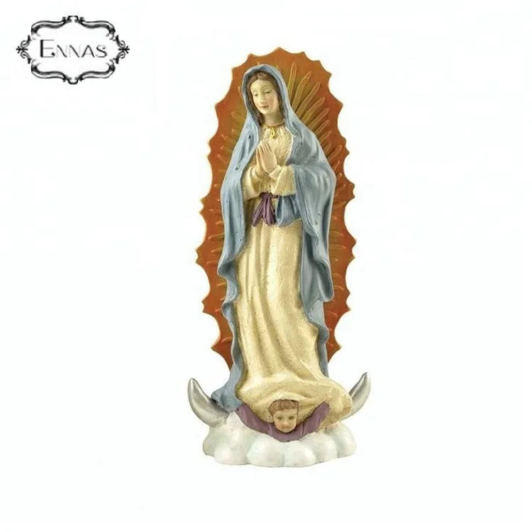 Antique Catholic Items, Resin Religious Statue of Our Lady of Guadalupe