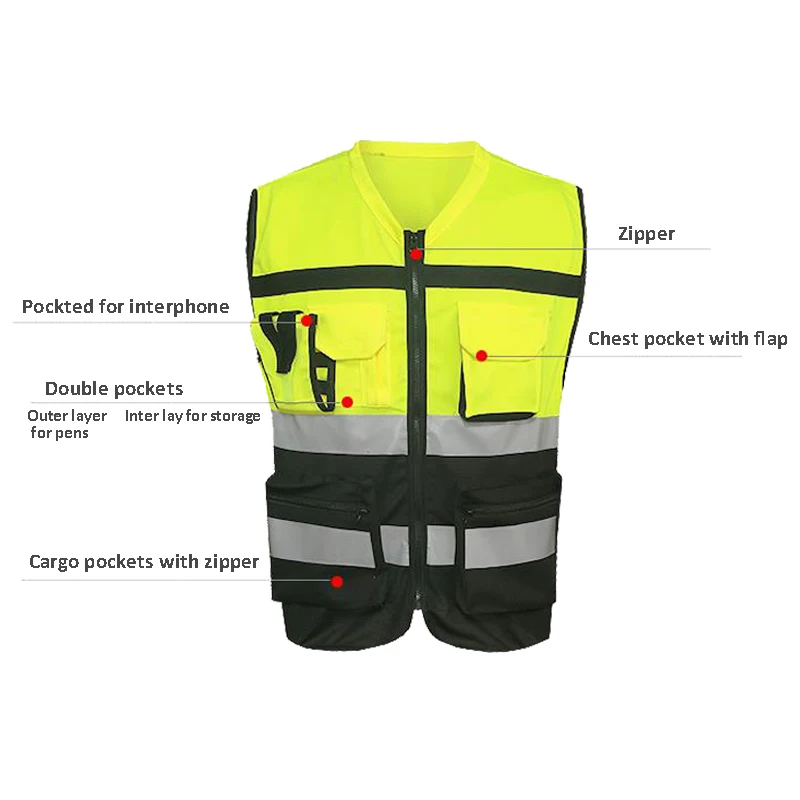 Durable Hi Vis Traffic Construction Reflective Strips Clothing Class 2 ...