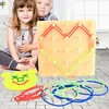 Wooden Lacing Toy Lace Board Puzzle Block Stringing Threading Toy Wooden Geoboard Mathematical Manipulative Puzzle