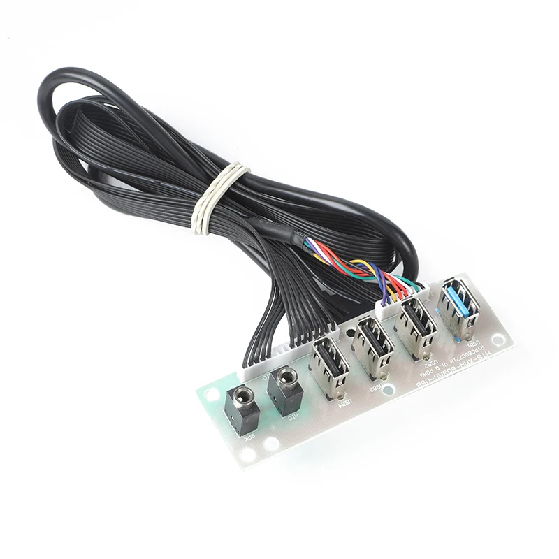 Close-up of a 20-pin USB 3.0 front panel header cable connected to a motherboard