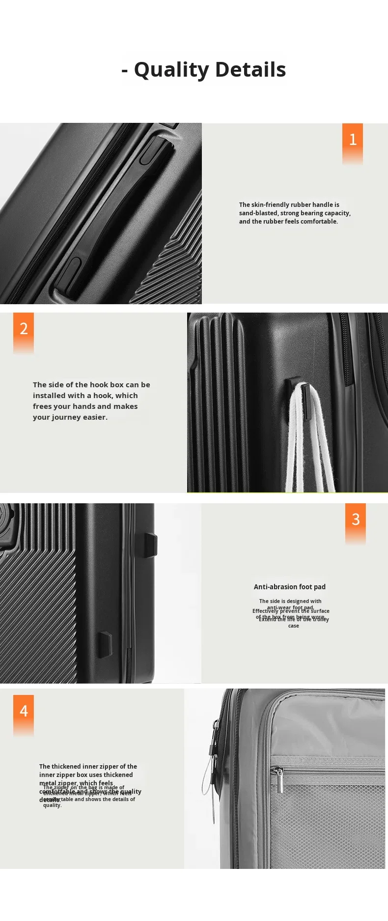 product 2026 new design front opening pocket luggage charging usb cup holder abspc spinner anti theft 20 inch boarding travel suitcase-15