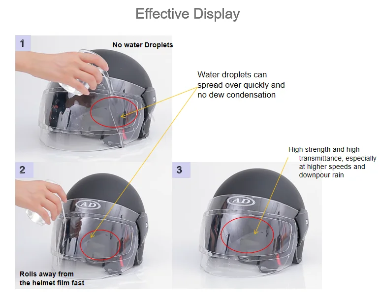 Película transparente a prueba de lluvia y antivaho para casco de  motocicleta, parche Universal, lente de casco de motocicleta, películas  resistentes a la niebla - AliExpress