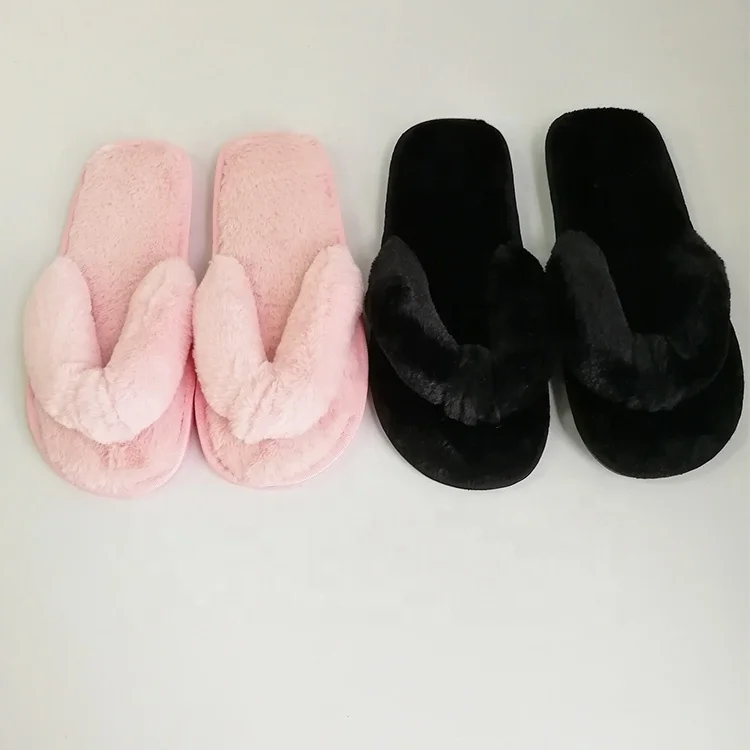 Hot Sale Autumn&winter Fleece Thong Faux Fur Slippers Indoor Home Warm Non-slip Slippers - Buy 