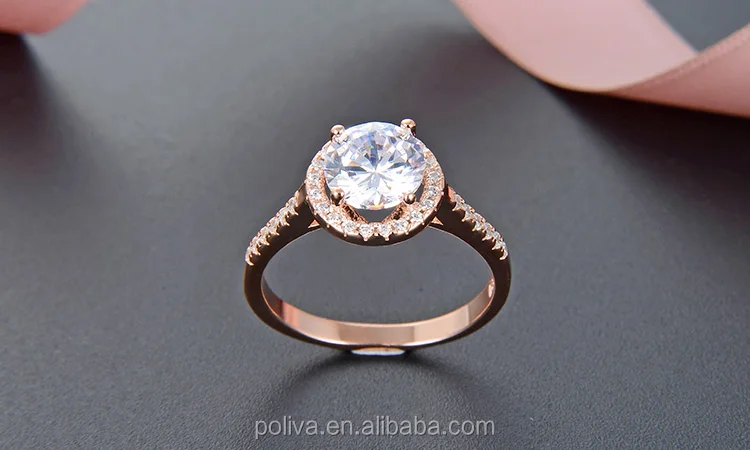 POLIVA Jewelry Round Brilliant Cubic Zirconia Cz Sterling 925 Silver Ring Women Engagement Wedding Rings