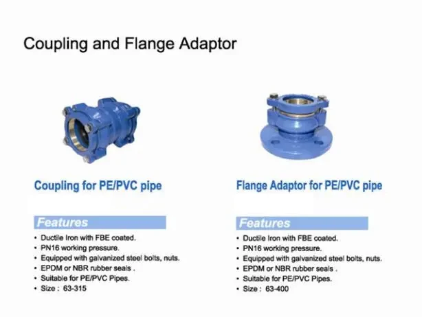 Ductile Iron Restrained Flange Adaptor Coupling for HDPE Pipes with Brass Ring