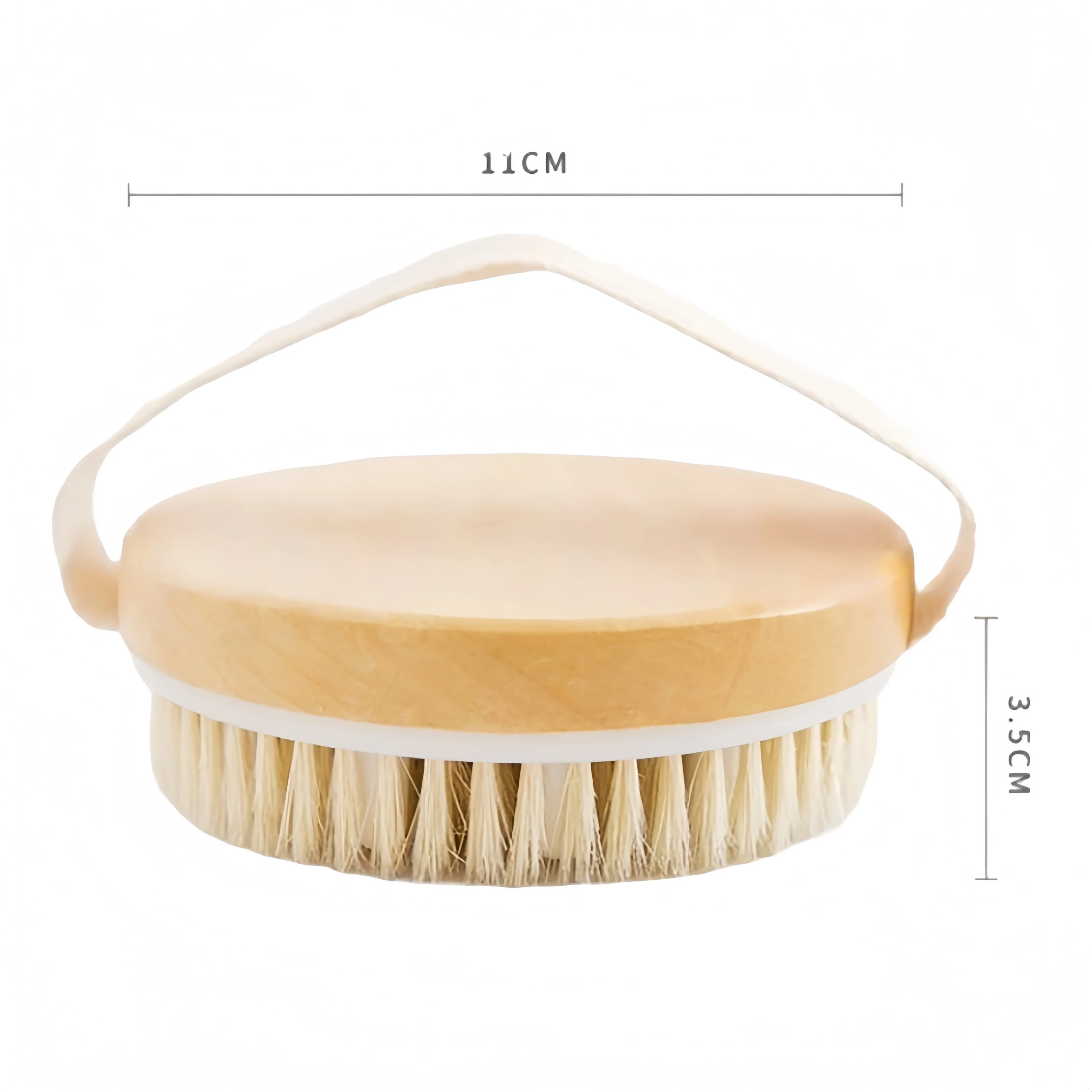 No Mixed Color Soft Natural Boar Bristles Round Body Massager Dry Brush Wood Skin Exfoliating Bathing Brush for SPA Shower details