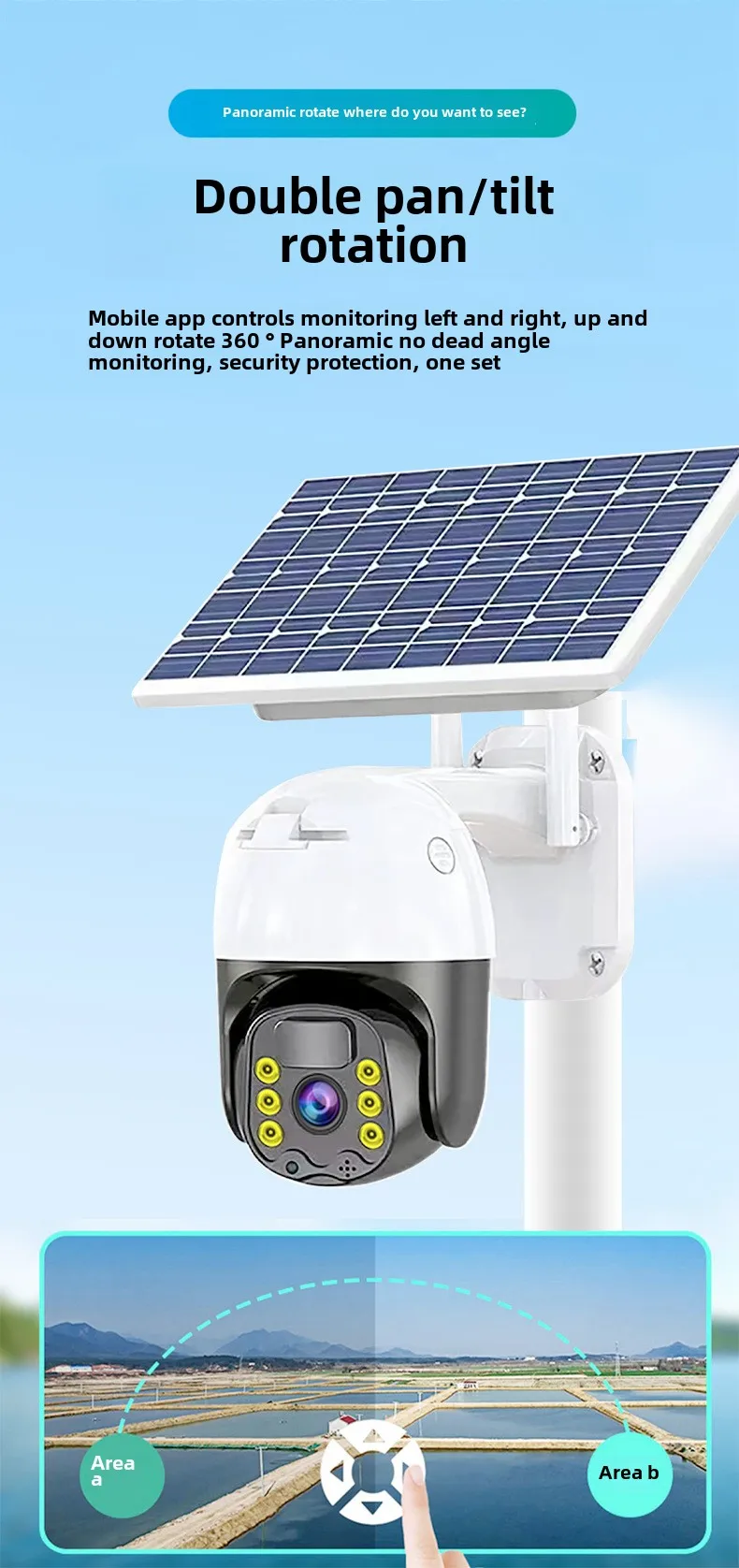Cloudbirds V360pro 3MP IP66 Waterproof Solar Camera Outdoor Wireless Remote Surveillance Night Vision AI Tracking Supports Cloud
