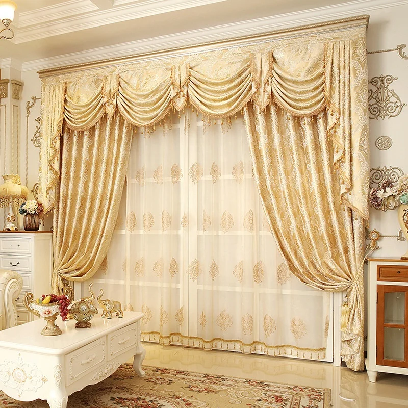 2020 Popular wholesale Classical European Luxury Nice Jacquard Shade Blind Valance Curtains for Living Room door big window