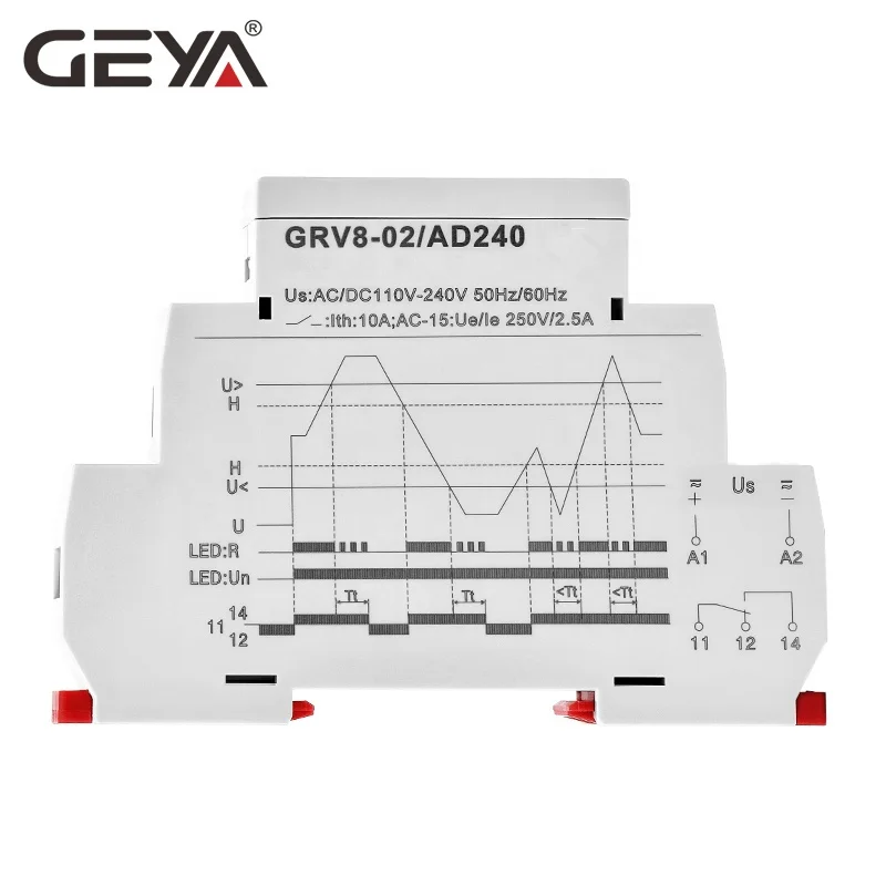 Geya Grv801 Voltage Protection Relay Ac220v Dc Voltage Controlled Relay Over Under Voltage