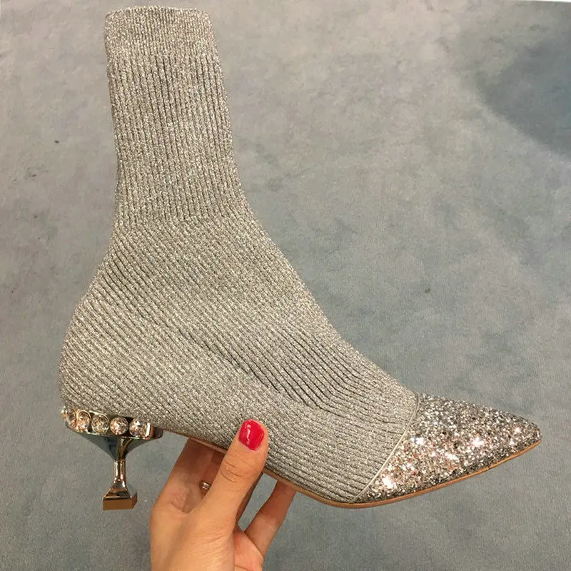 silver bling boots
