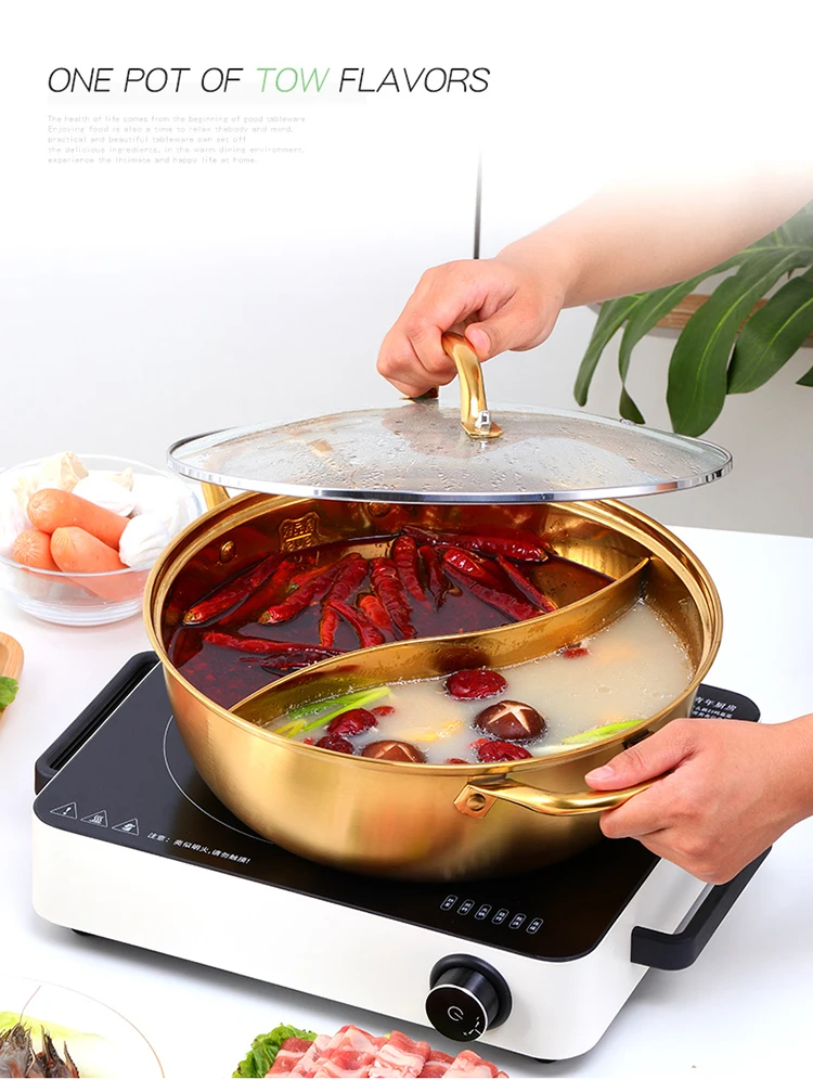 High Quality Factory Cookware Stainless Steel 304 Divided Hot Pot With