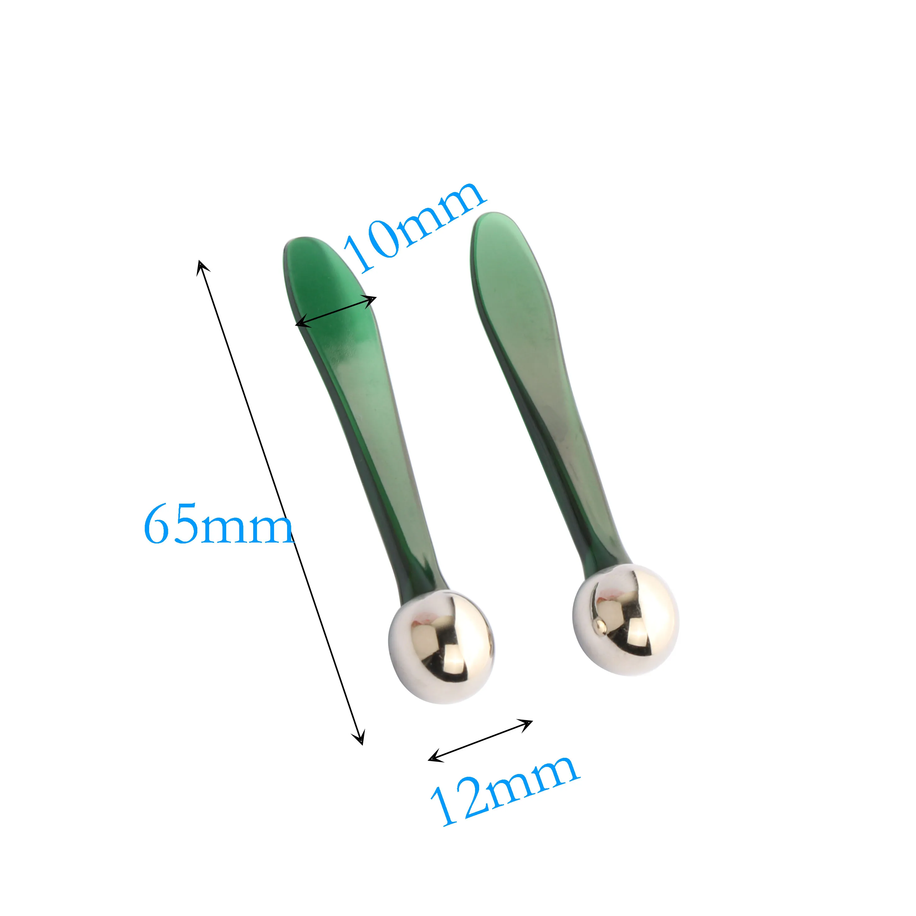 
Factory selling customized 65mm metal spatula Silver ball plastic handle cosmetic scoop eye cream spoon 