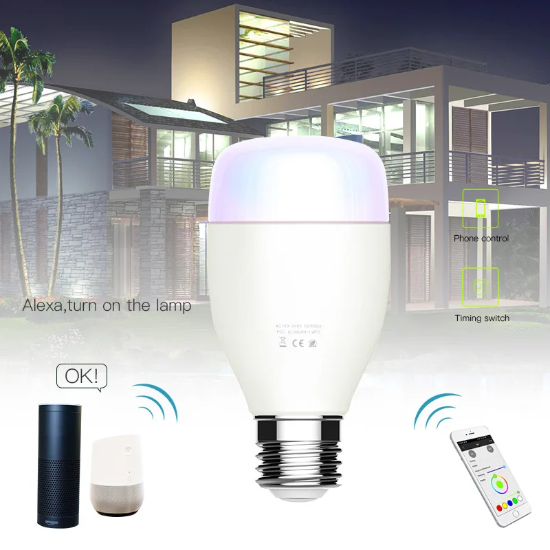 2019 Classic European 7W Smart Home Google Voice Phone APP Remote Control Energy Saving RGB+White Dimming WIFI Light Bulb LED