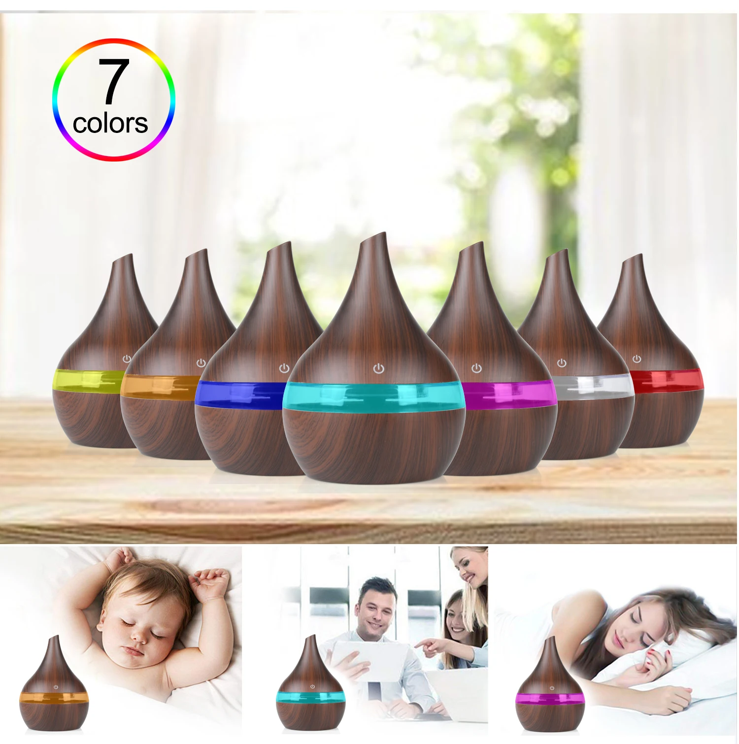 Hot Sale Wood Grain 300ml Usb Ultrasonic Air Cool Mist Humidifier