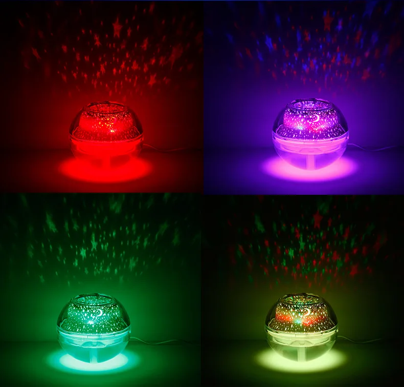 Romantic Creative Home Residential Crystal Humidifier USB Projection RGB Night Lamp