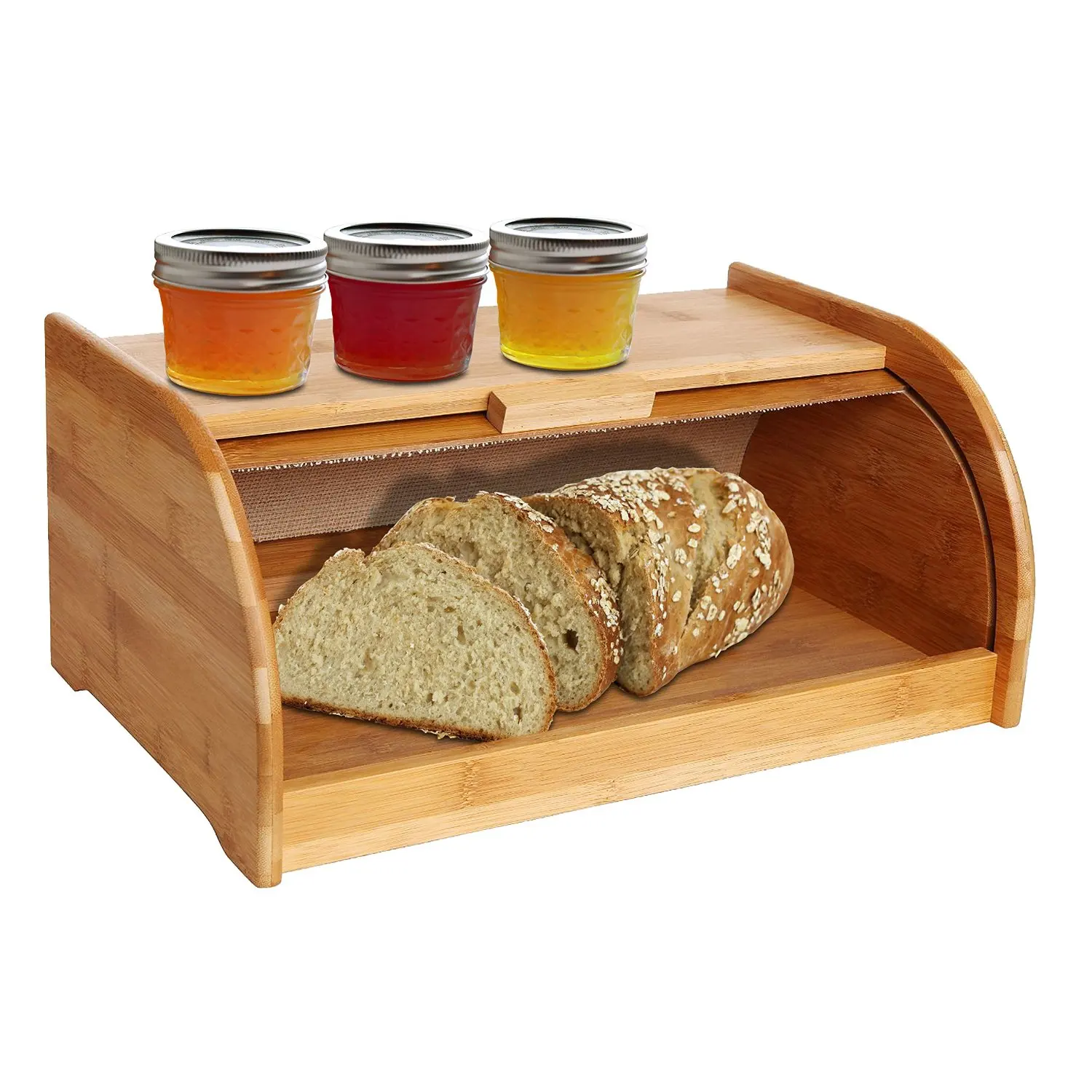 Bread Box For Kitchen Countertop Capacity Rolltop Corner Bread Box