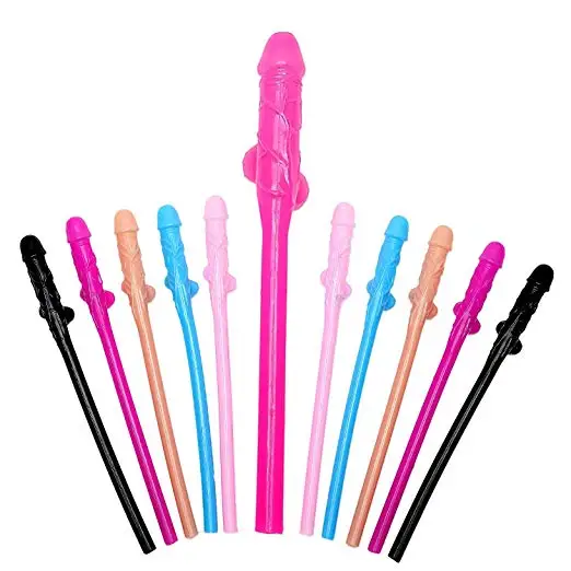 10pcs Penis Straws Hen Party Bride Straw Plastic Drinking Straws Bachelorette Party Supplies 4847