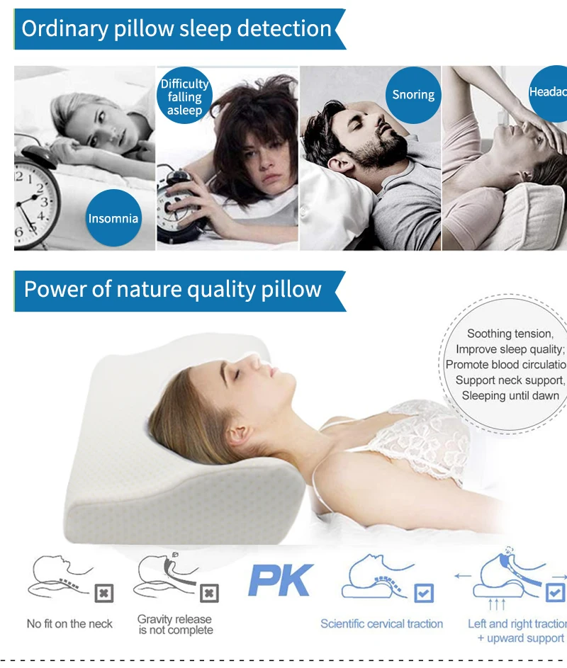 环保面料人体工学凹面矫形记忆泡沫枕头