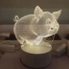 Battery usb remote control 3d illusion pig led night light for birthday present