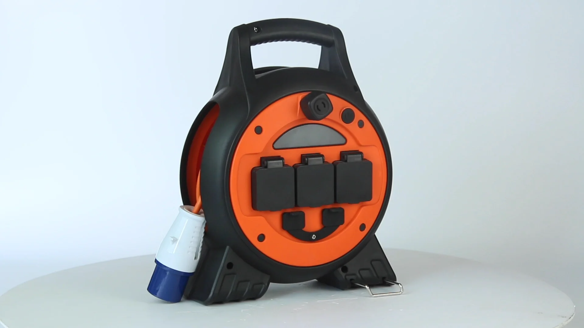 Camping Caravan Electric 3 Way Uk Mobile Mains Roller Kit With Led