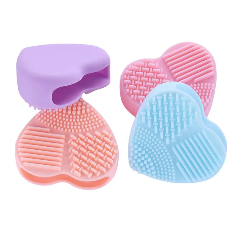 Loving heart shape silicone custom makeup brush cleaner pink blue purple red