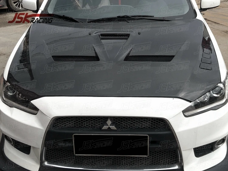 Estilo Jsk1 10 Capot Capô De Fibra De Carbono Para Mitsubishi Lancer