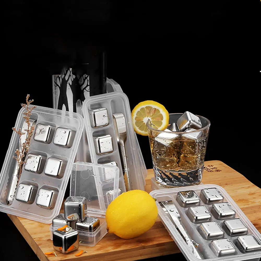 Whiskey Stones Chilling Rocks Reusable Stainless Steel Ice Cubes With 