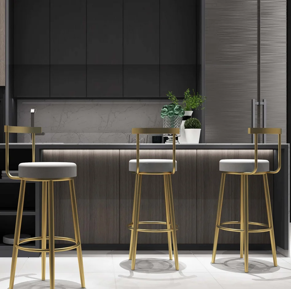 Modern Minimalist Bar Stool - High Chair Metal Frame
