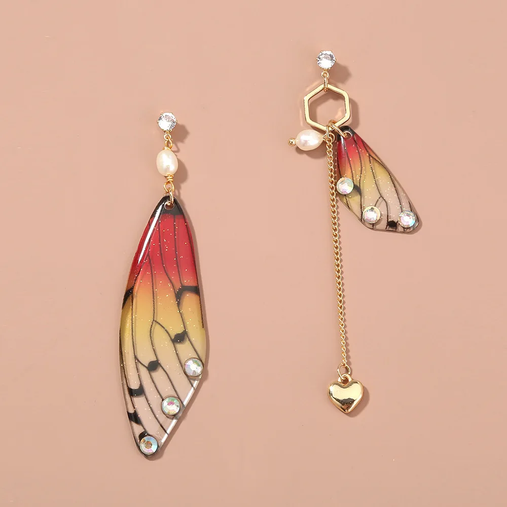 Cicada Wing Gradient Butterfly Wing Earrings Fairy Fashion Resin