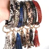 Leather Silicone Big Ring Key Ring Bracelet Rubber Bangle Tassel Keychain