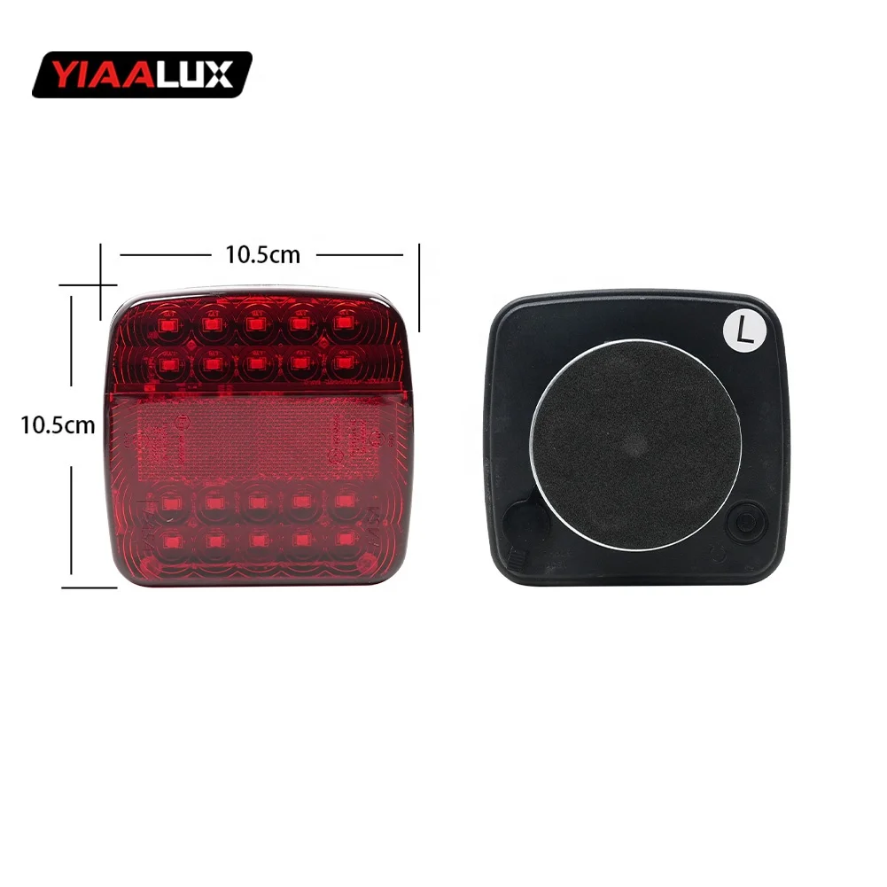 product dc 12v 24 volts universal 20 leds square amber red wireless trailer truck lights rechargeable led magnetic truck led tail lights-16