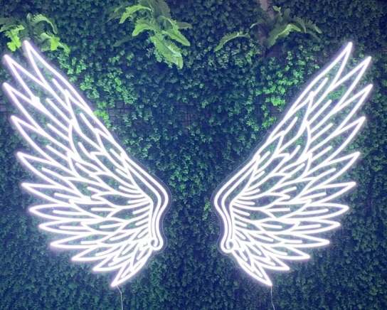 Customized Angel wings 3D clear acrylic led neon letters sign light decoration electronic signs