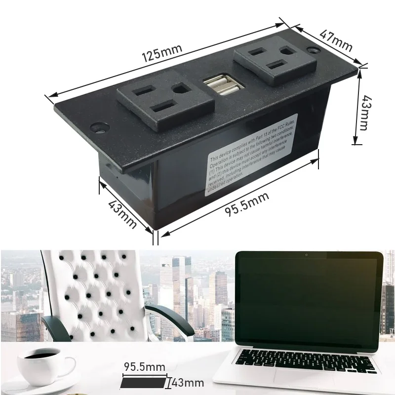 2 Usb 2 Outlet Table Desk Surface Mountable Recessed Furniture