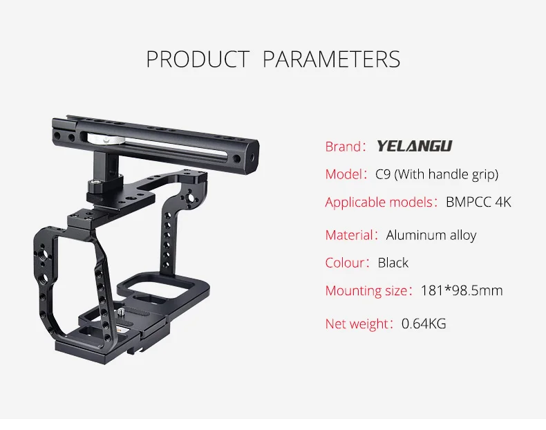 Yelangu C Camera Rig Cage For Bmpcc K K Blackmagic Design Pocket Cinema Black Magic Camera