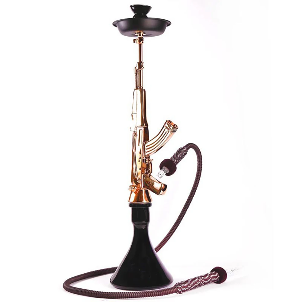 2021 Hot Sale Shesha Rose White Ak47 Gun Shape Hookah For Hookah Shisha
