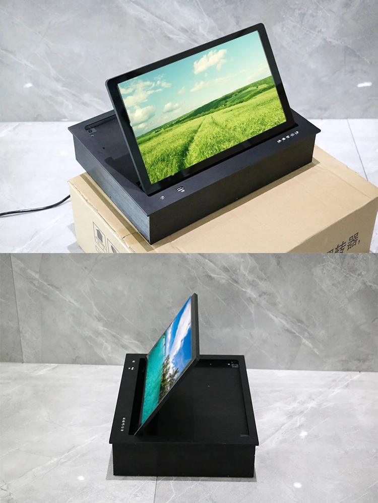 Flip Up Touch Screen 15.6/17.3/18.5/21.5inch Conference Table Motorized ...