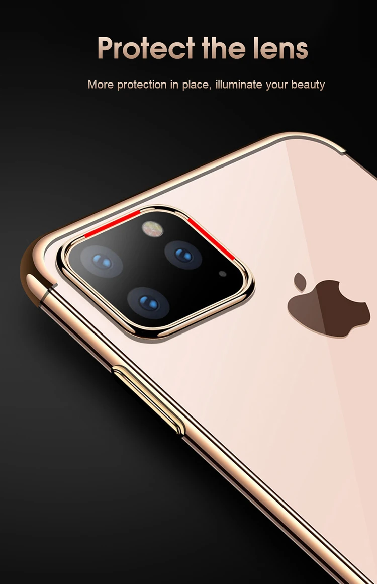 OTAO  tpu mobile phone case for iphone 11 pro max plating transparent case for iphone xs max xr x 8 7 plus back cover