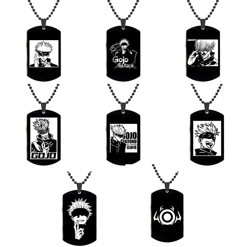 Anime Jujutsu Kaisen Necklace Gojo Satoru Ryomen Pattern Black Trendy