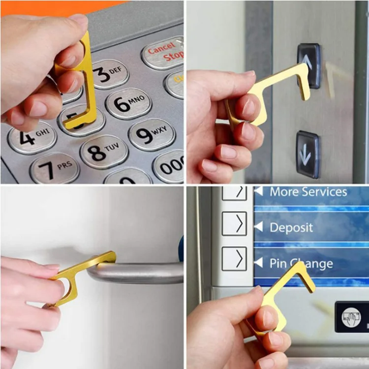 Non touch door opener Metal Keychain self defence door opener keychain