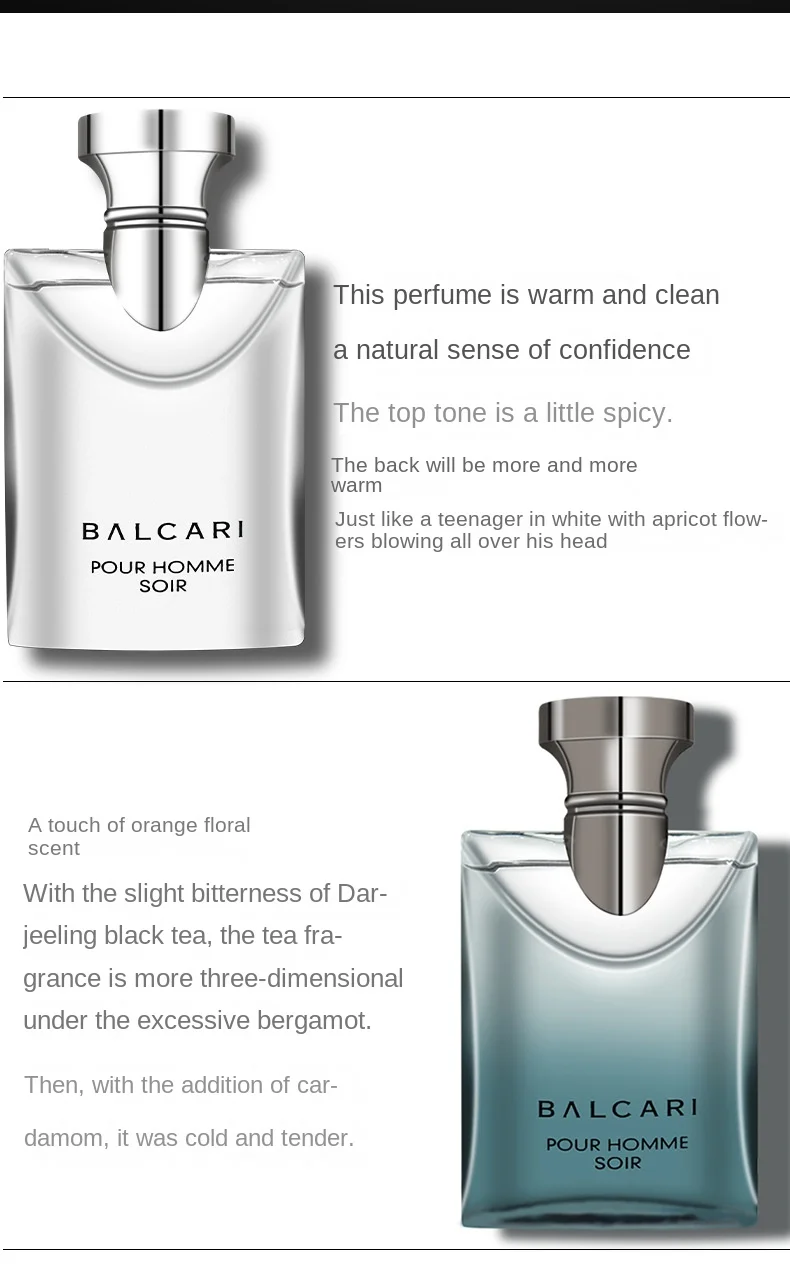 Men's Fresh Light & Lasting Perfume with Tea Fragrance Natural White Tea 50ml Cologne
