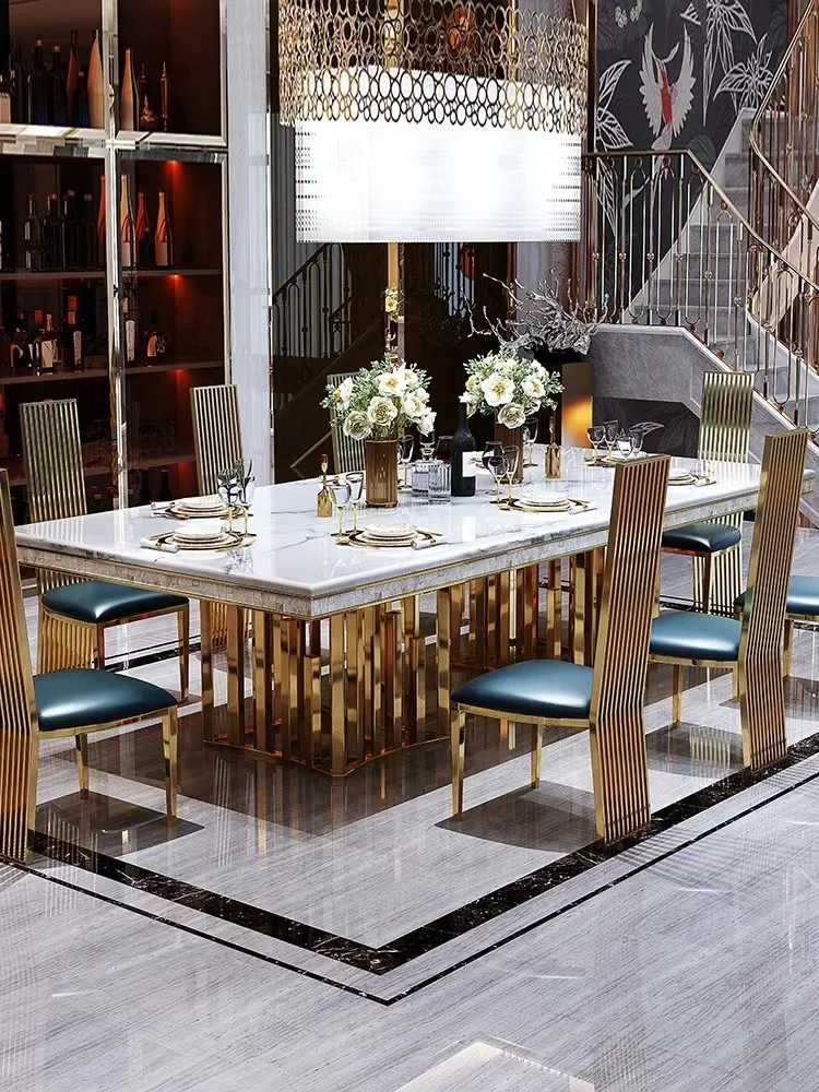 Luxury Dining Table Set Marble For 4 8 Chairs Marble Top Dining Table ...