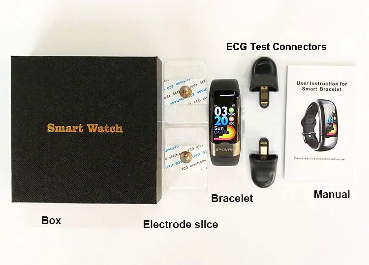 Usb Charging Ce Rohs Pedometer Smart Bracelet With Ecg Ppg Blood