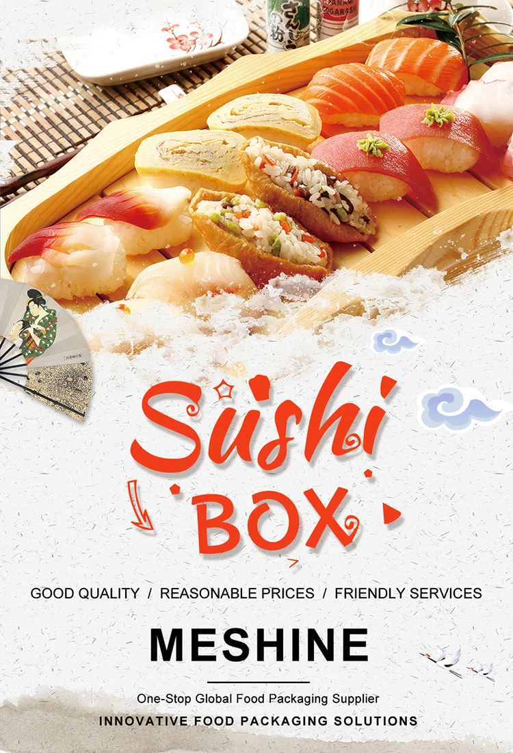 disposable paper food packaging take away window fruit sushi