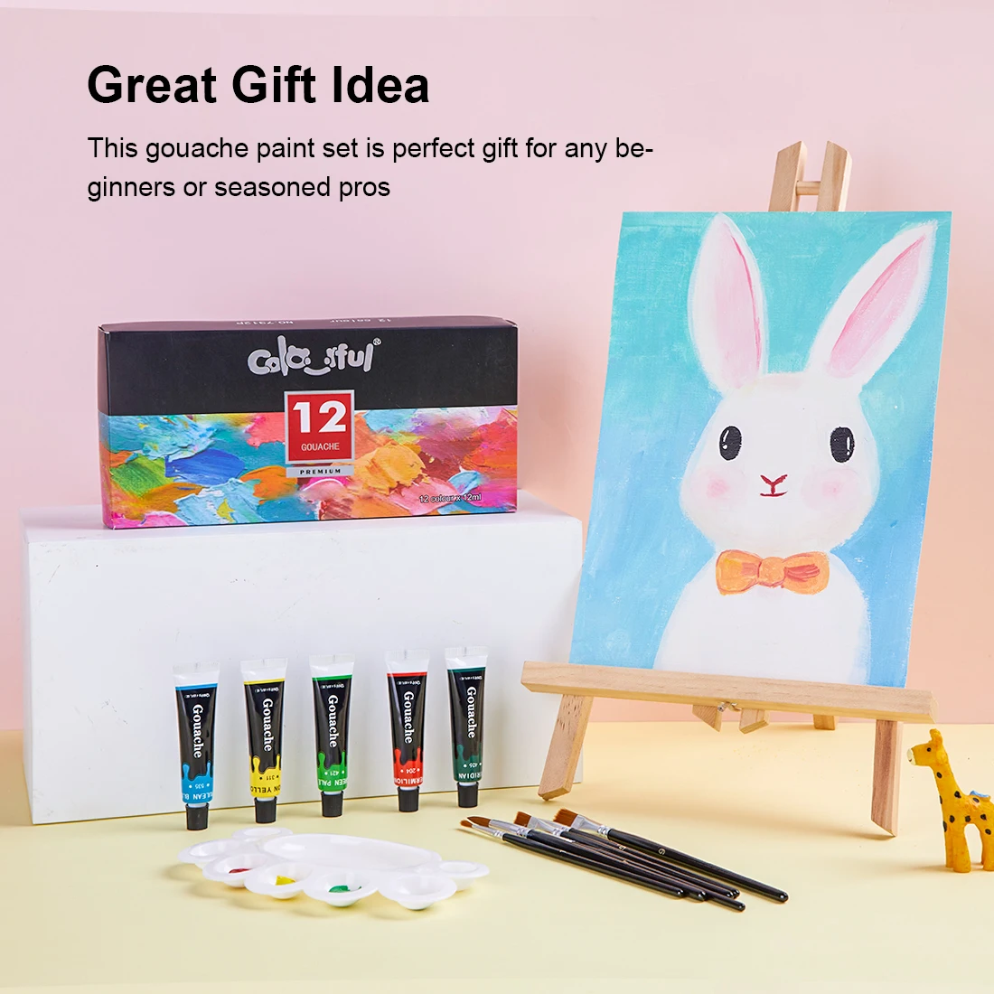 Gouache Paint 12 X12ml With Palette And Brushes Nontoxic Washable Gouache Paint Set For Kids