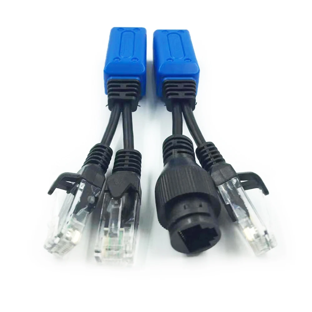 Kit Répartiteur + Injecteur Adaptateur PoE Alimentation Électrique par  Câble Ethernet Passif RJ45 1 Paire 5 V 12 V 24 V 48 V (Noir)