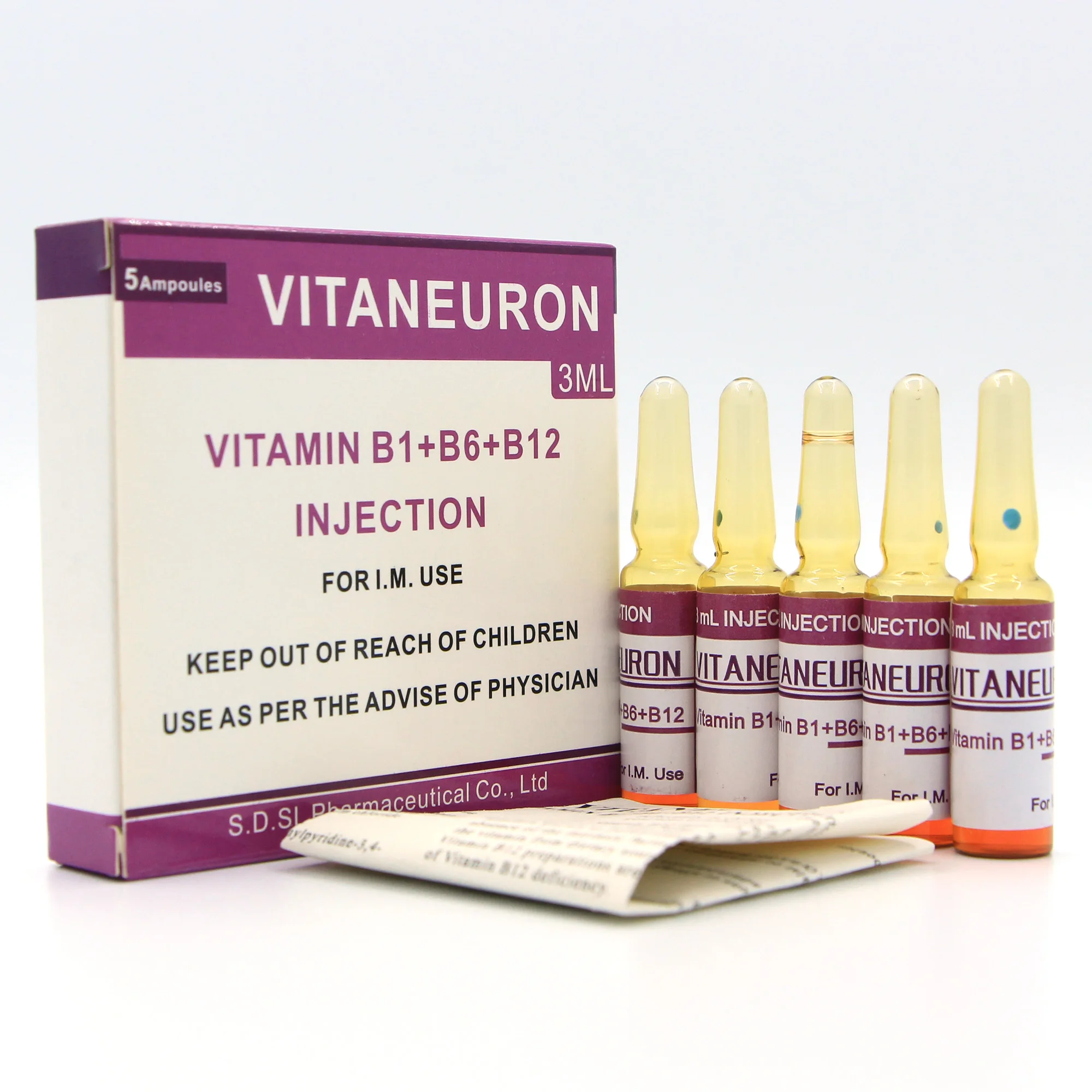 gmp 认证的人类使用多种维生素 b1   b6   b12 注射液