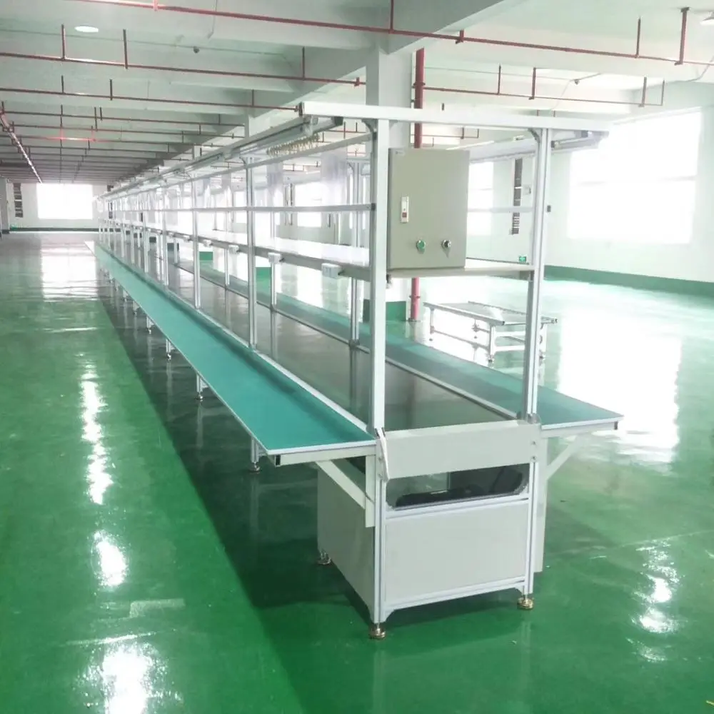 Customized Mash LED Lights Parts Electronics Products TV Working Table PU PVC SS Mesh Belt Conveyor Assembly Production Line