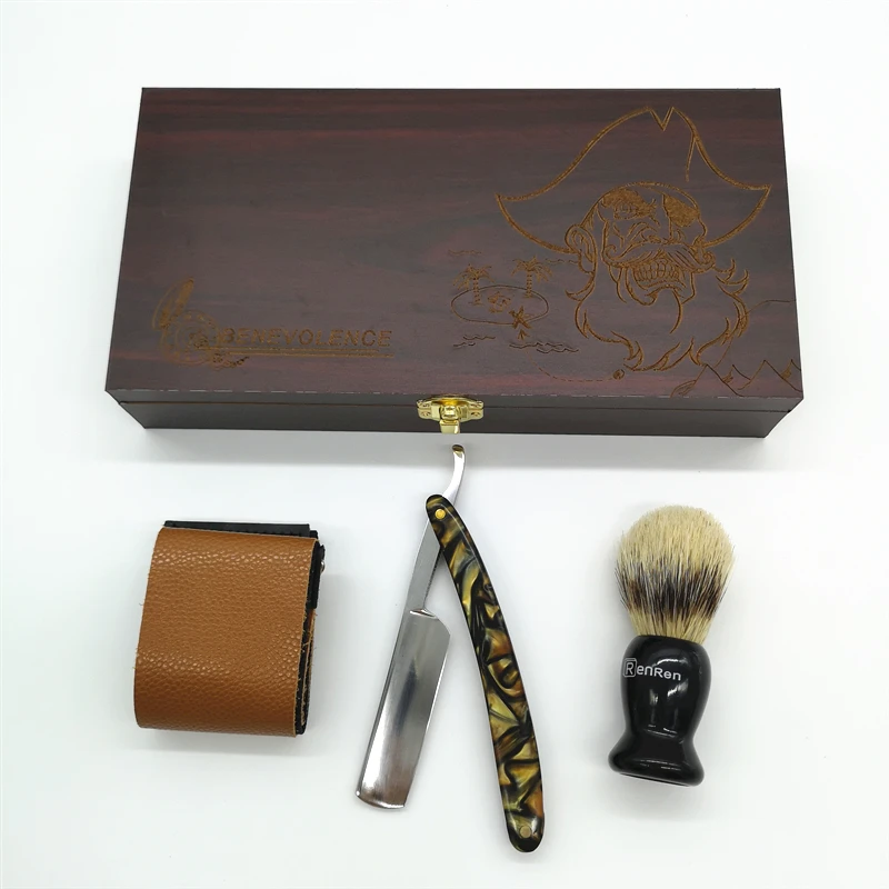 bs36 亚马逊热销批发男士黑金剃刀剃须套装集剃须刷理发美发