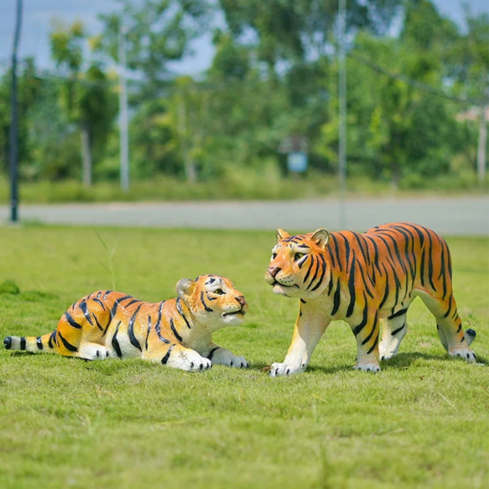 Oem Odm Big Life Size White Tiger Fiberglass Large Animal Tiger